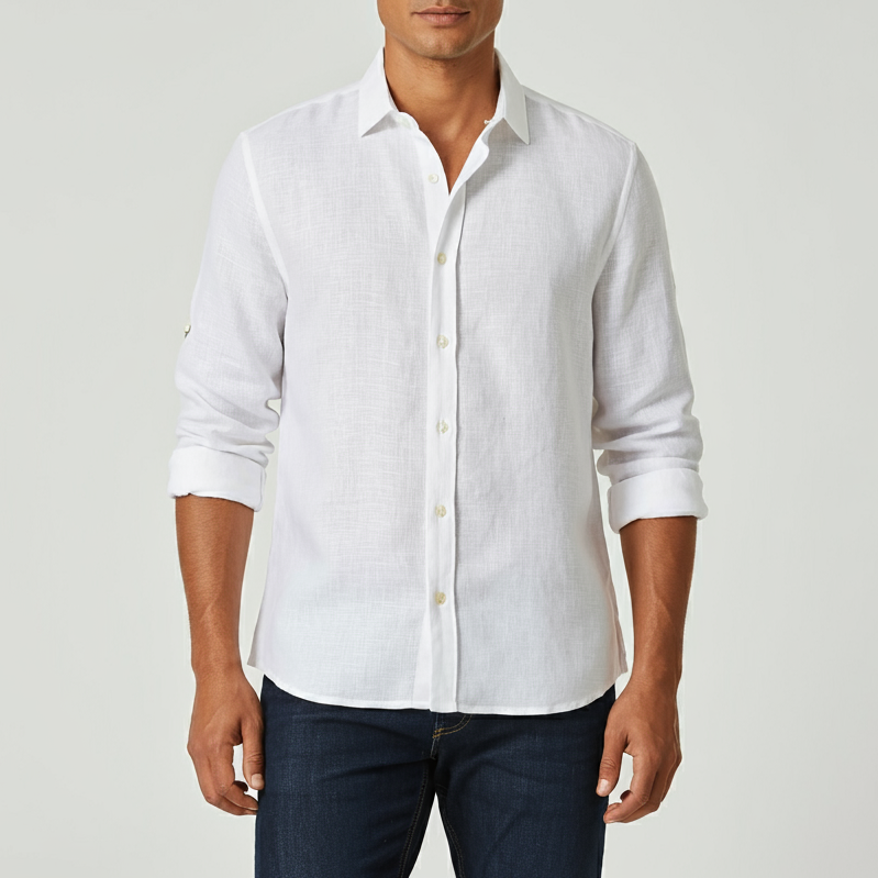 Men's White Linen Shirt – Cloud by OrganoLinen