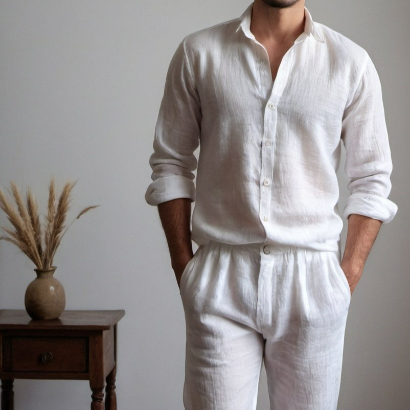 Men's White Linen Shirt – Cloud by OrganoLinen
