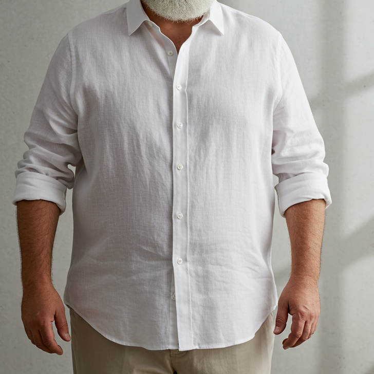 Men's Plus Size White Linen Shirt – Cloud by OrganoLinen