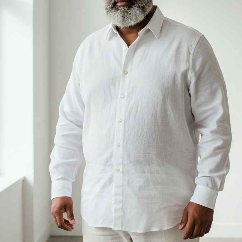 Men's Plus Size White Linen Shirt – Cloud by OrganoLinen