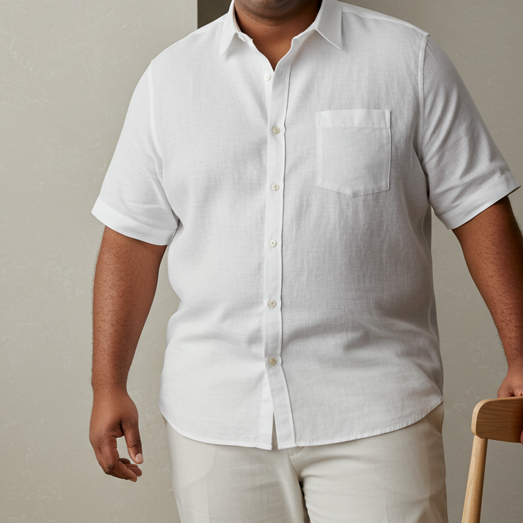 Men's Plus Size White Linen Shirt – Cloud by OrganoLinen