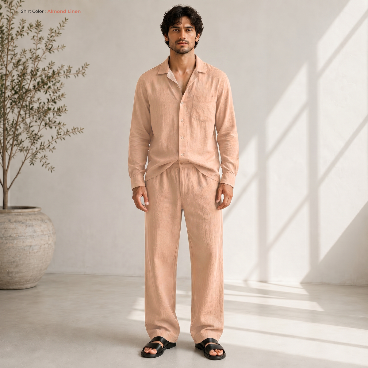 Men's Pure Linen Set in Almond Linen – Cove by OrganoLinen