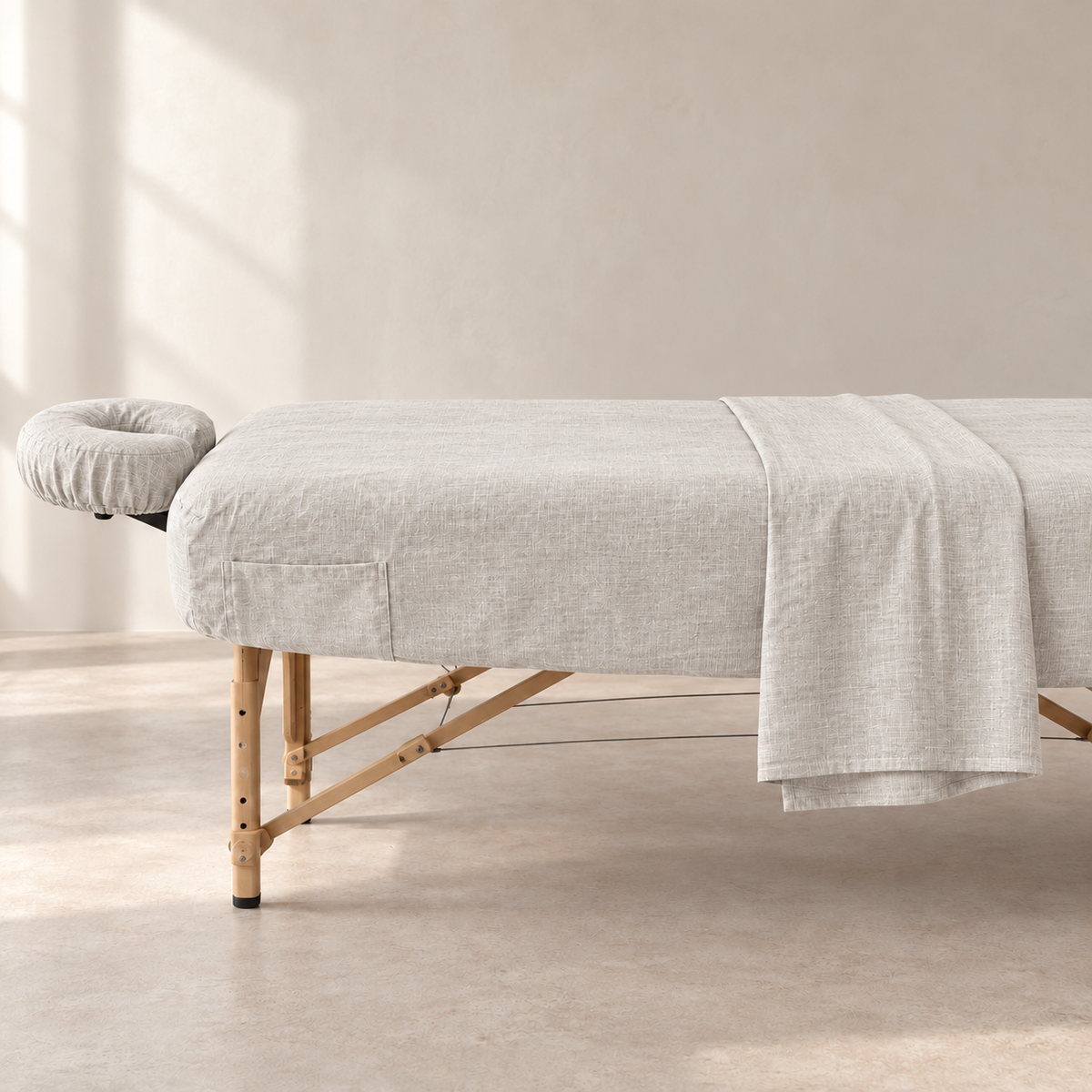 DREAM linen massage table sheet set in Vanilla Flax