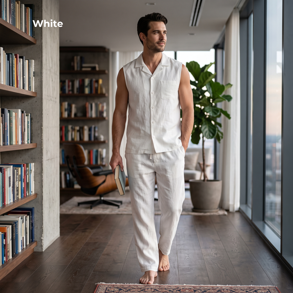 Men's Linen Pajama Set, Sleeveless Top & Pants – ELIO