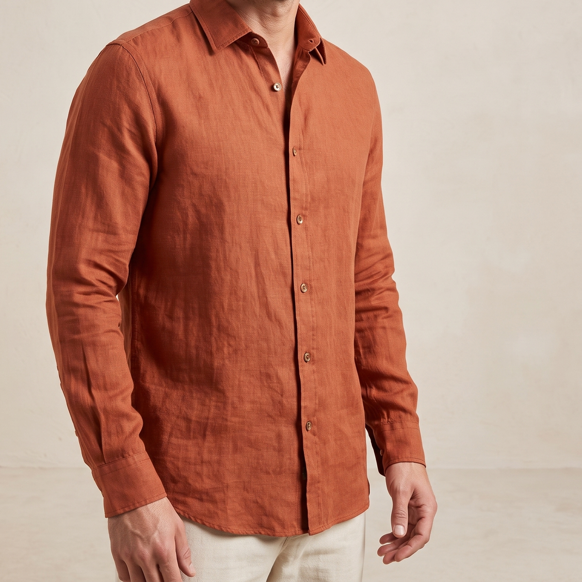 Men's Linen Shirt in Amber Sunset – Ember by OrganoLinen