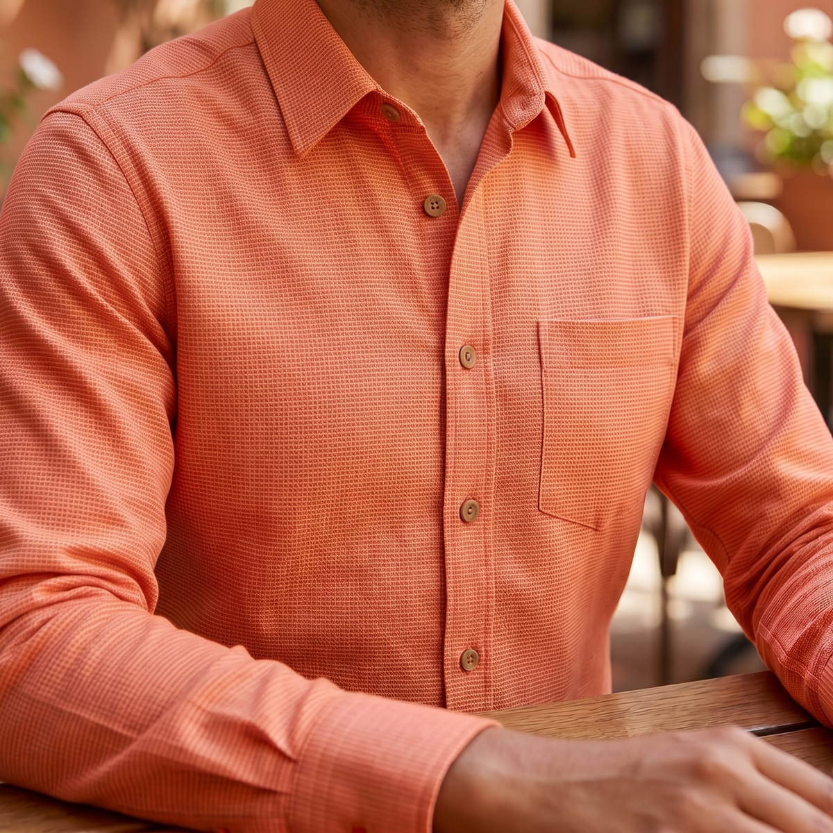 Men's Linen Shirt in Apricot Haze – Ember by OrganoLinen