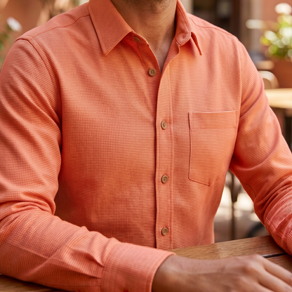 Men's Linen Shirt in Apricot Haze – Ember by OrganoLinen