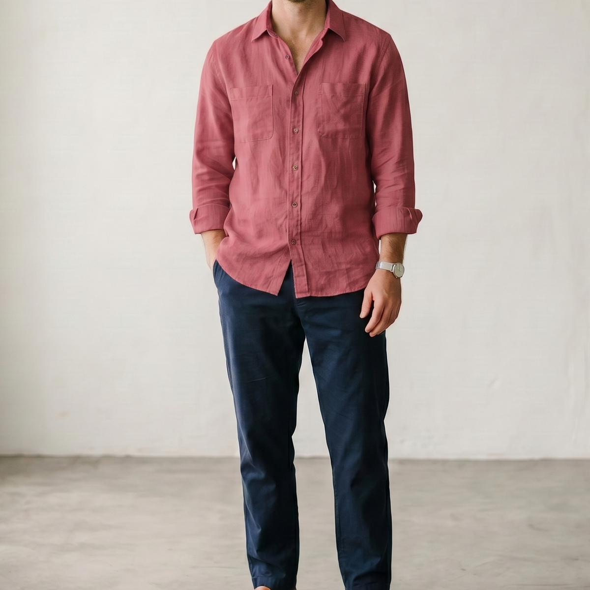 Men's Linen Shirt in Desert Rose – Ember by OrganoLinen