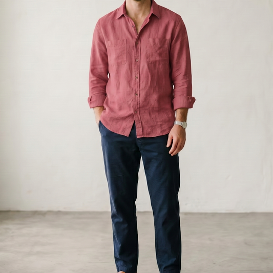 Men's Linen Shirt in Desert Rose – Ember by OrganoLinen