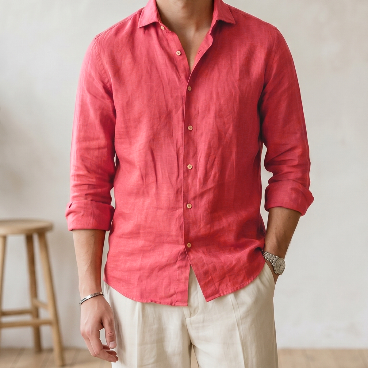 Men's Red Linen Shirt – Ember by OrganoLinen