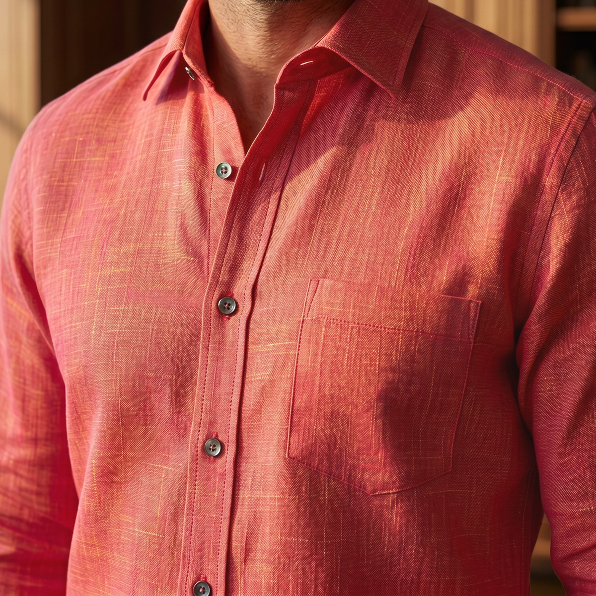 Men's Linen Shirt in Dusty Canyon – Ember by OrganoLinen