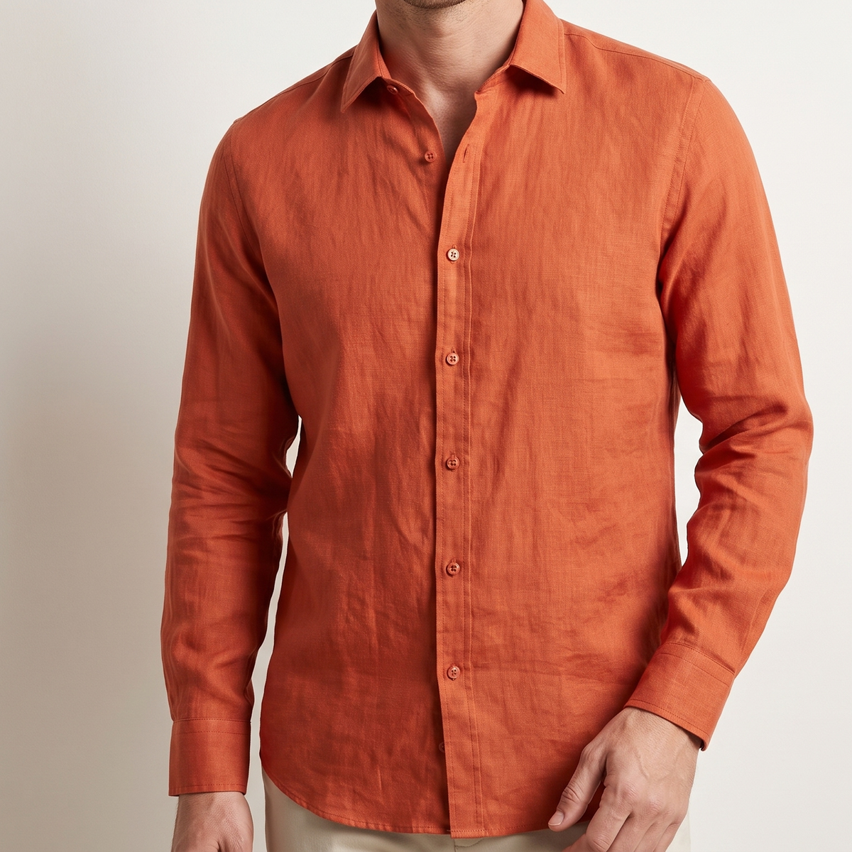 Men's Linen Shirt in Garnet Glaze – Ember by OrganoLinen