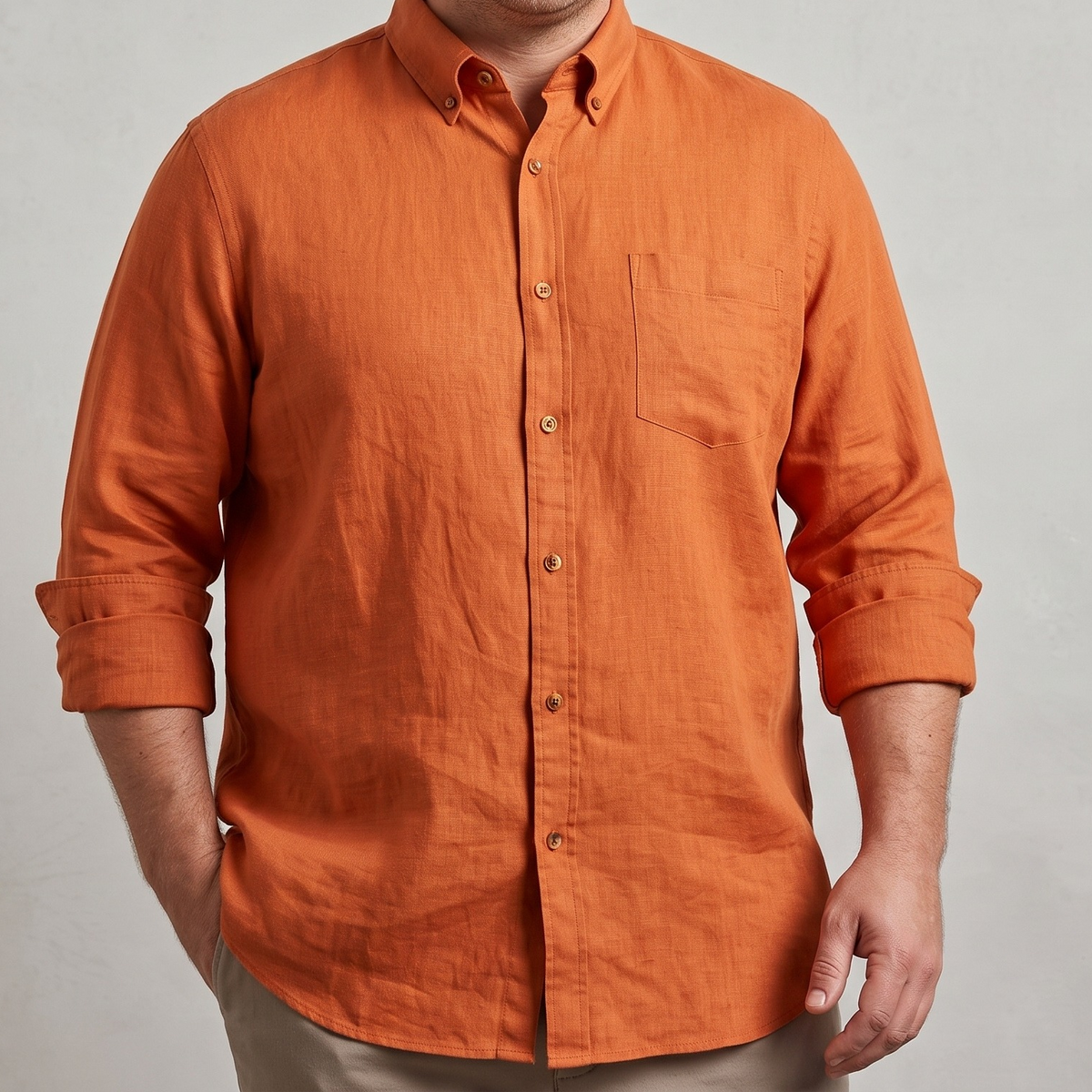 Men's Plus Size Linen Shirt in Garnet Glaze – Ember by OrganoLinen