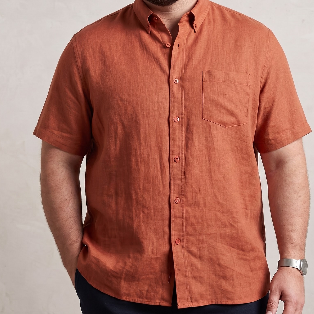 Men's Plus Size Linen Shirt in Amber Sunset – Ember by OrganoLinen