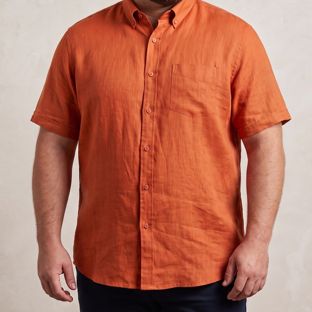 Men's Plus Size Linen Shirt in Burned Ochre – Ember by OrganoLinen