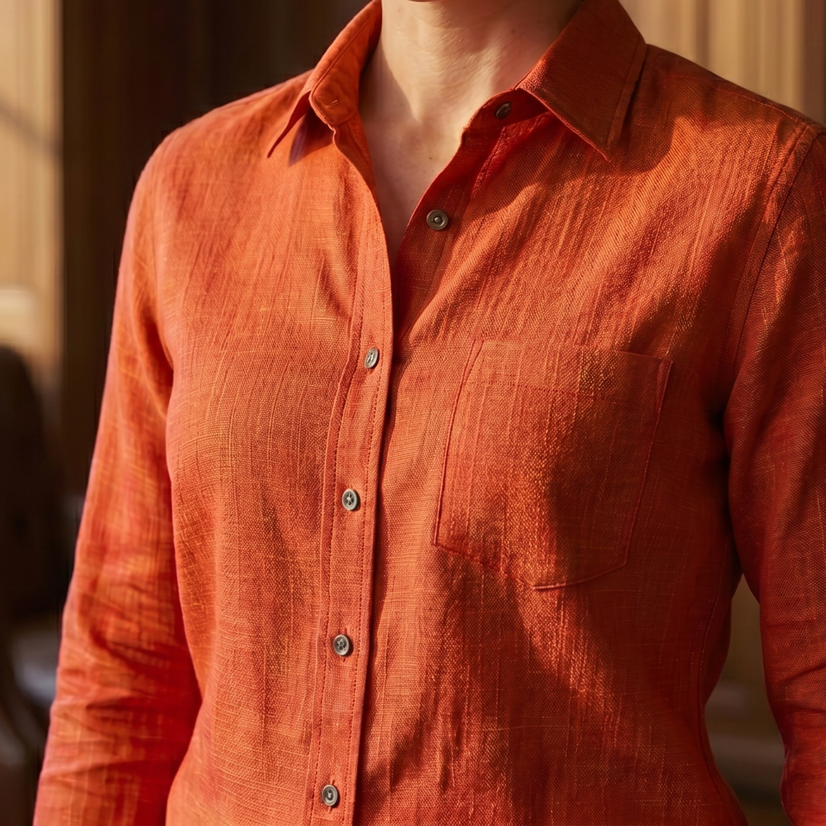 Women's Linen Shirt in Burned Ochre – Ember by OrganoLinen