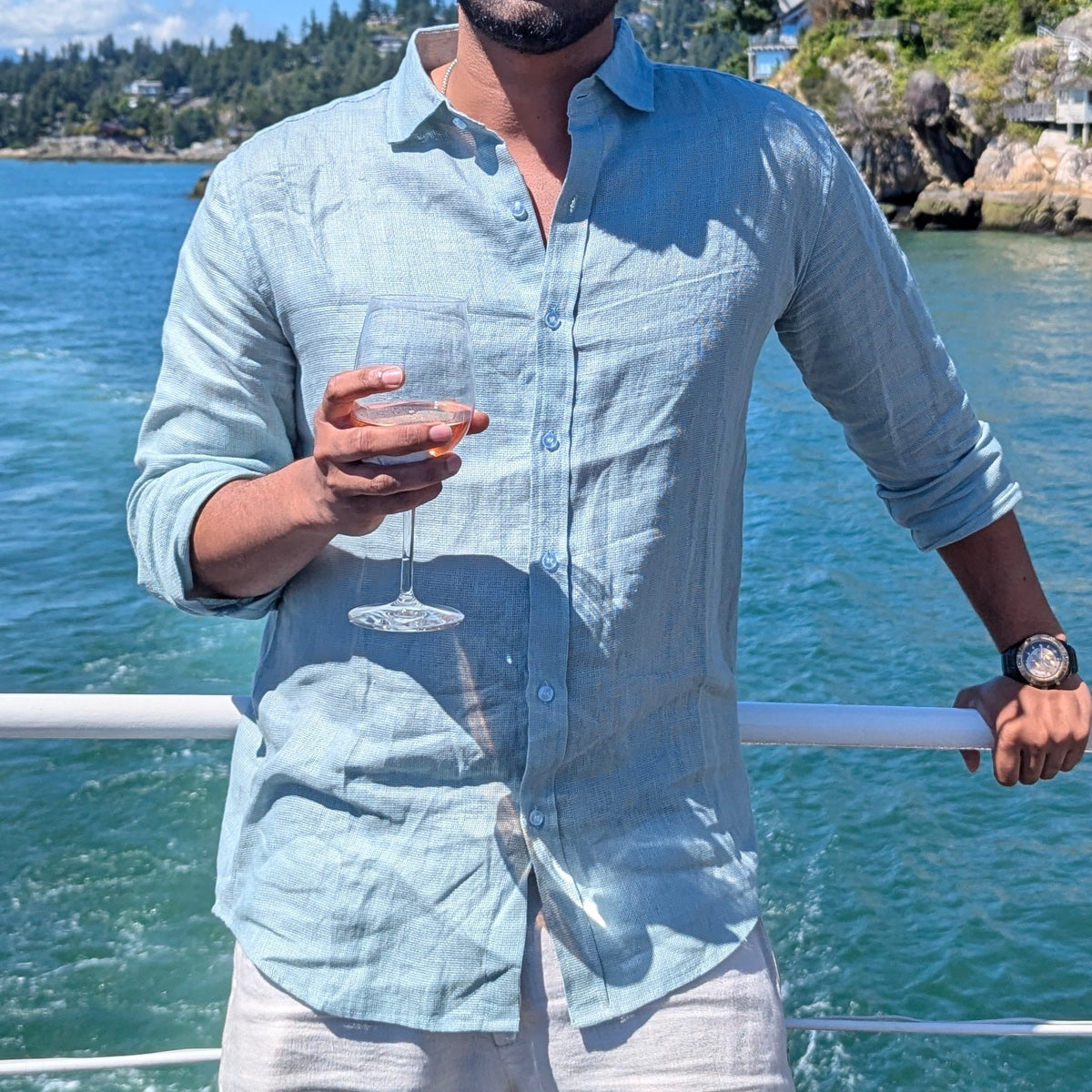 Men's Textured Linen Shirt – Feather by OrganoLinen