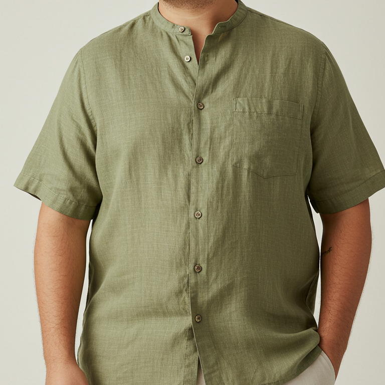 Men's Plus Size Green Linen Shirt – Forest by OrganoLinen