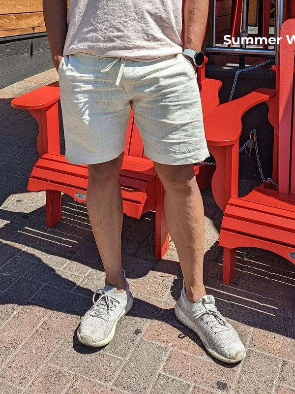Men's Linen Shorts in Summer White – Galen by OrganoLinen