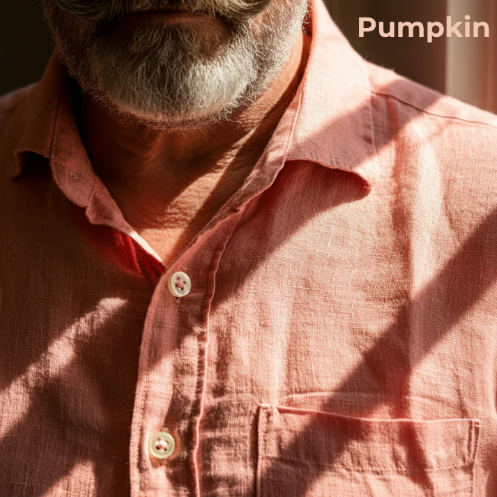 Men's Linen Shirt in Pumpkin – Harvest by OrganoLinen