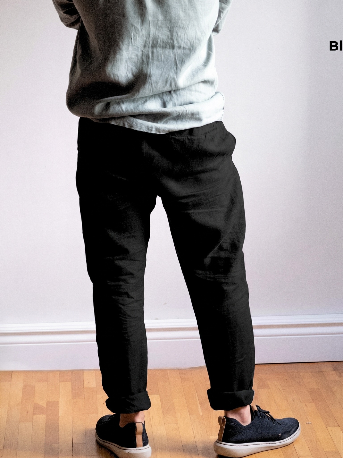 Men's Pure Linen Pants in Black Motera – Hugo by OrganoLinen