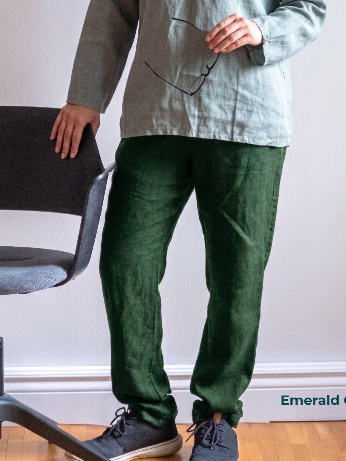 Women's Pure Linen Pants in Emerald Coast – Hugo by OrganoLinen