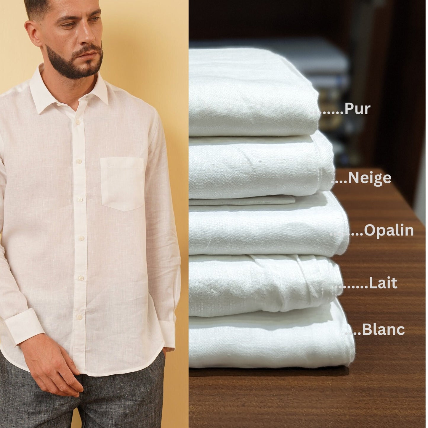 White Classic Linen Shirt for Men - Pure Linen - Handmade clothing - Linen Fabrics - OrganoLinen