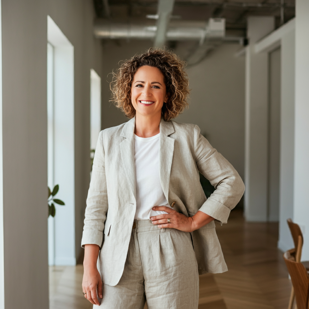 Retailer white linen pant suit