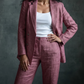 Women’s Unlined Linen Suit in Berry Bramble – Jasper by OrganoLinen