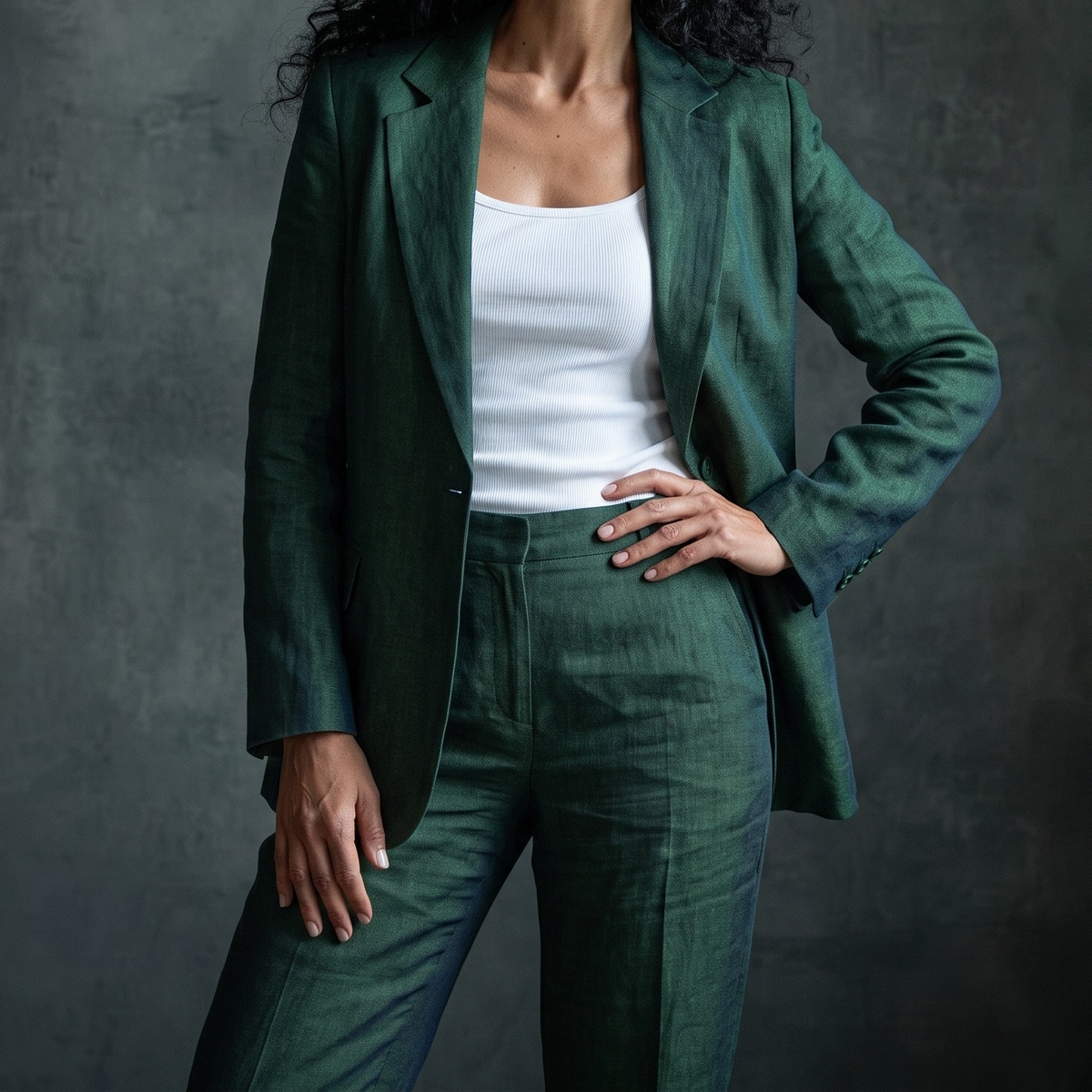 Women’s Unlined Linen Suit in Emerald Coast – Jasper by OrganoLinen
