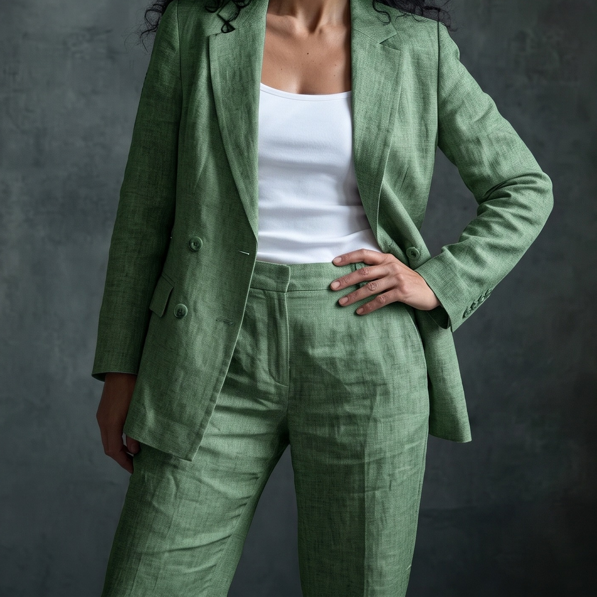 Women’s Unlined Linen Suit in Lichen Stone – Jasper by OrganoLinen