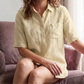 Women's Premium Linen Shirt in Sandcheck Luxe100 – Luxe by OrganoLinen