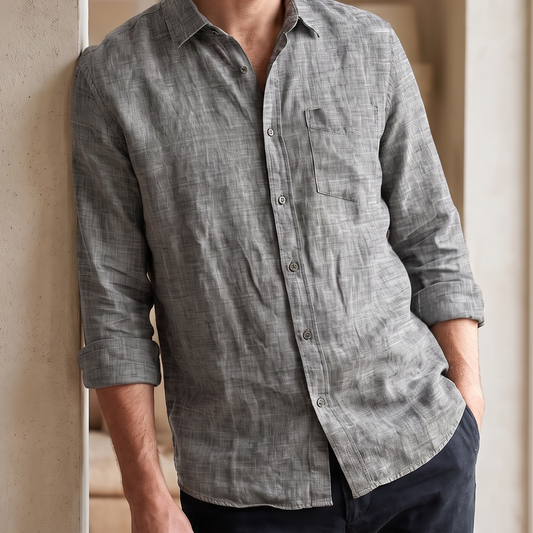 Men's Grey Linen Shirt – Myst by OrganoLinen