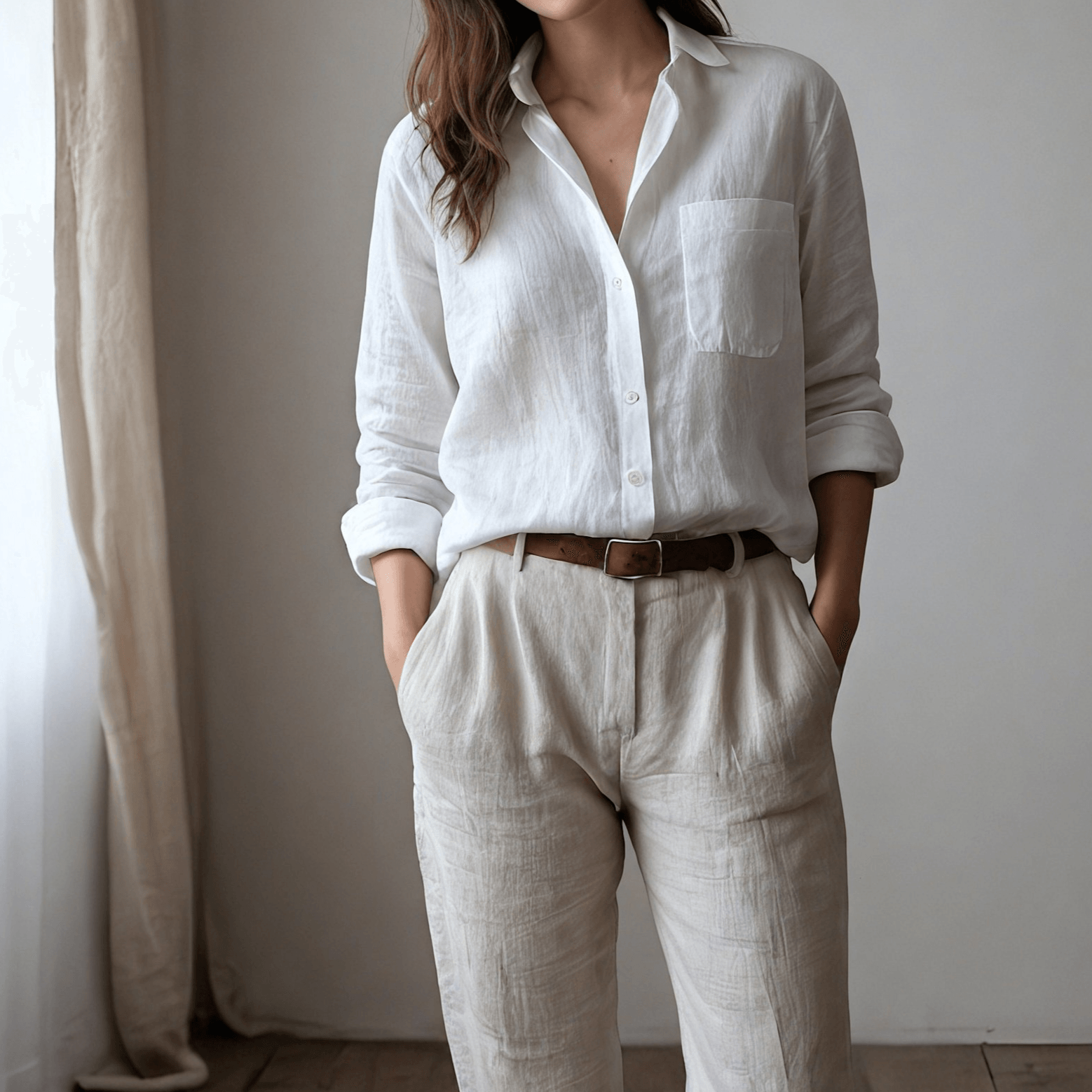 Women s Classic White Linen Shirt CLOUD Customizable