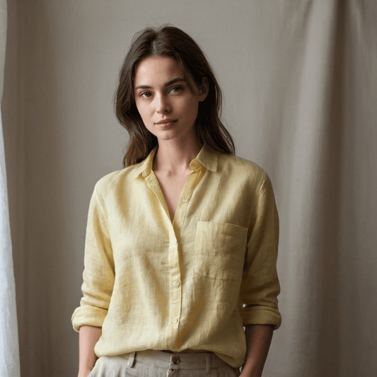 Women's Pure Linen shirt SUNNY in Yellow - OrganoLinen