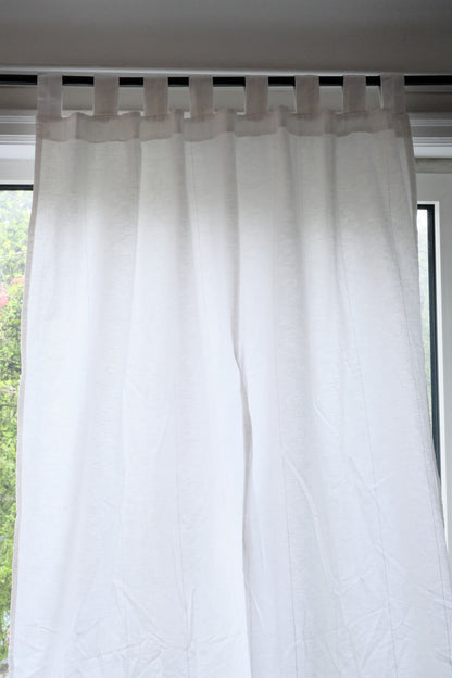 Custom Linen Café Curtain in White Motera – Wisp by OrganoLinen