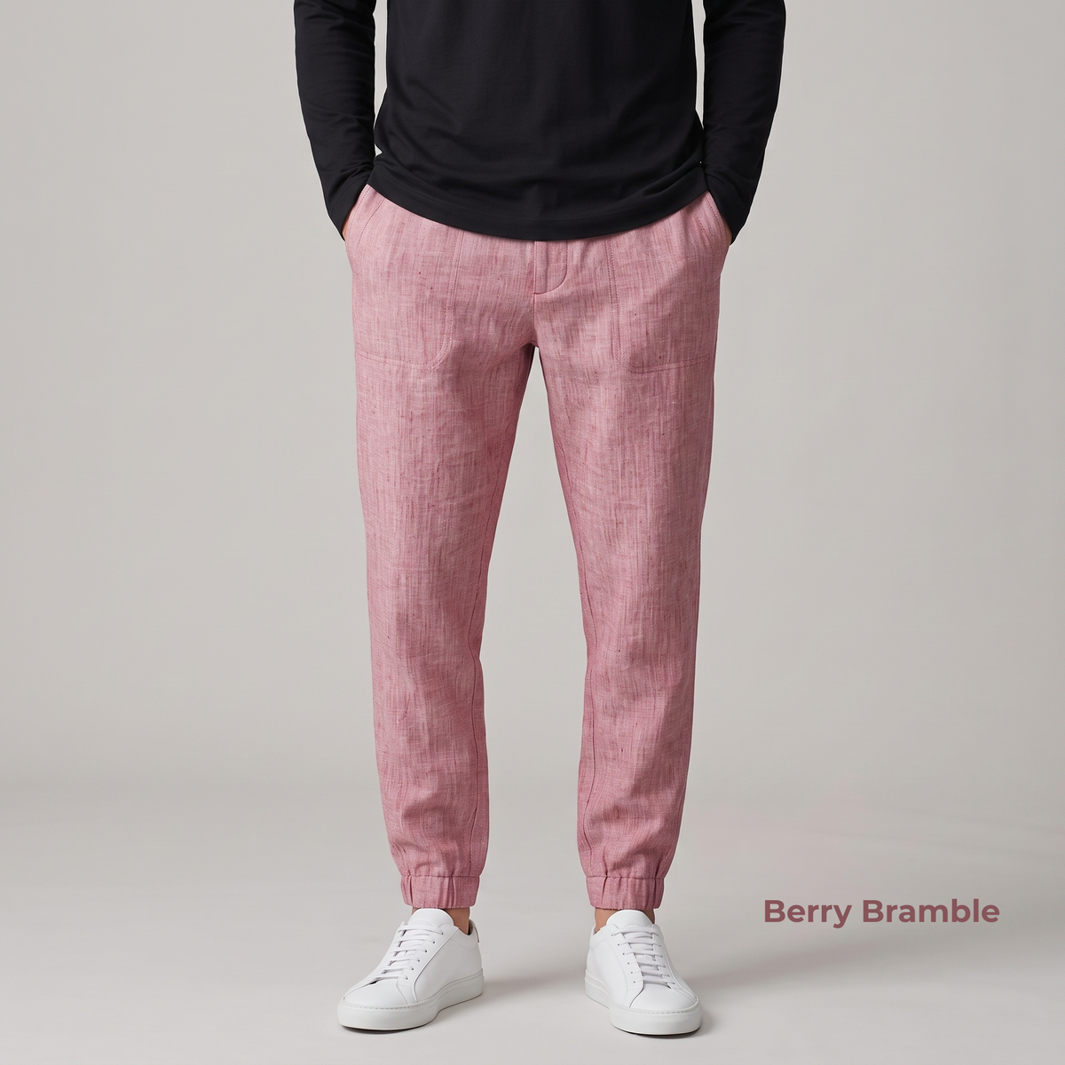Men's Pure Linen Jogger Pants in Berry Bramble – Axel by OrganoLinen