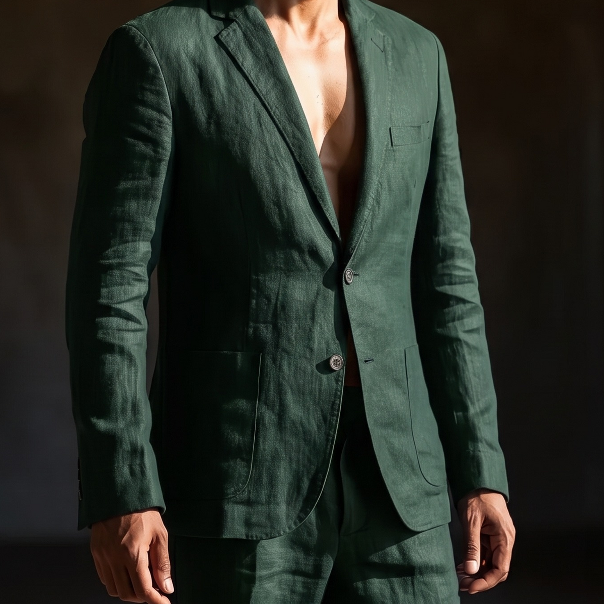 Men’s Unlined Linen Jacket in Emerald Coast – Jasper by OrganoLinen
