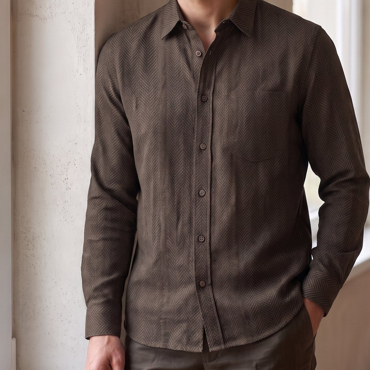Men's Linen Shirt in Deep Espresso – Raven by OrganoLinen