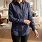 Women's Linen Shirt in Stormy Ocean – Raven by OrganoLinen