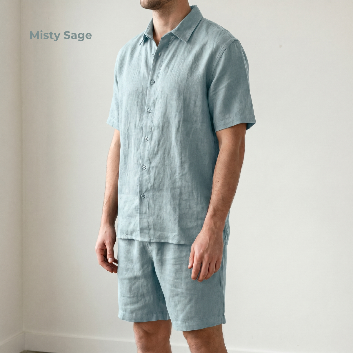 Men's Pure Linen Set in Misty Sage – Reed by OrganoLinen
