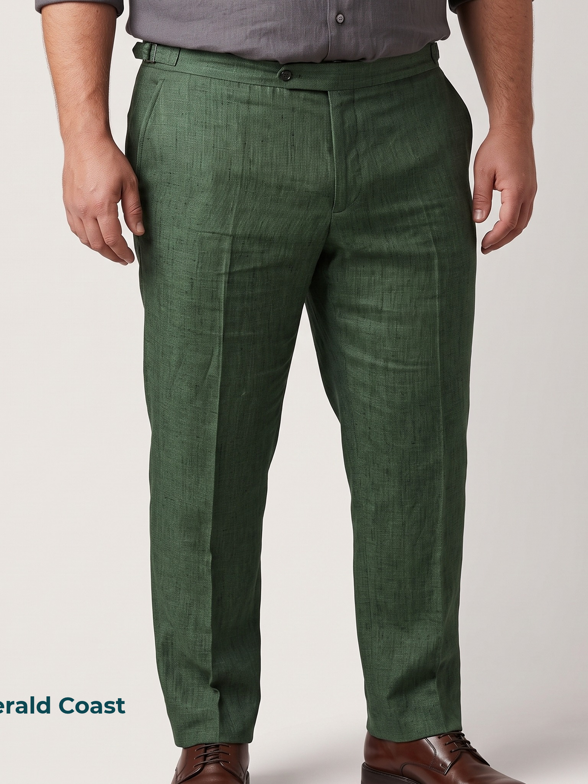 Men's Plus Size Pure Linen Pants in Emerald Coast – Roma by OrganoLinen