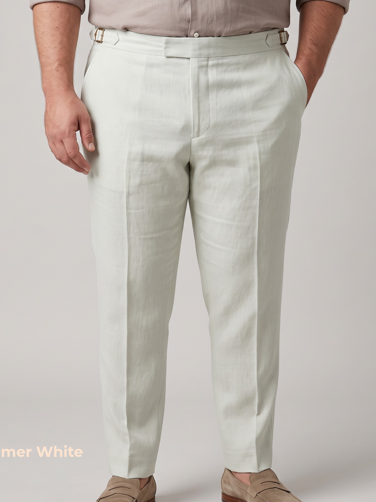 Men's Plus Size Pure Linen Pants in White Motera – Roma by OrganoLinen