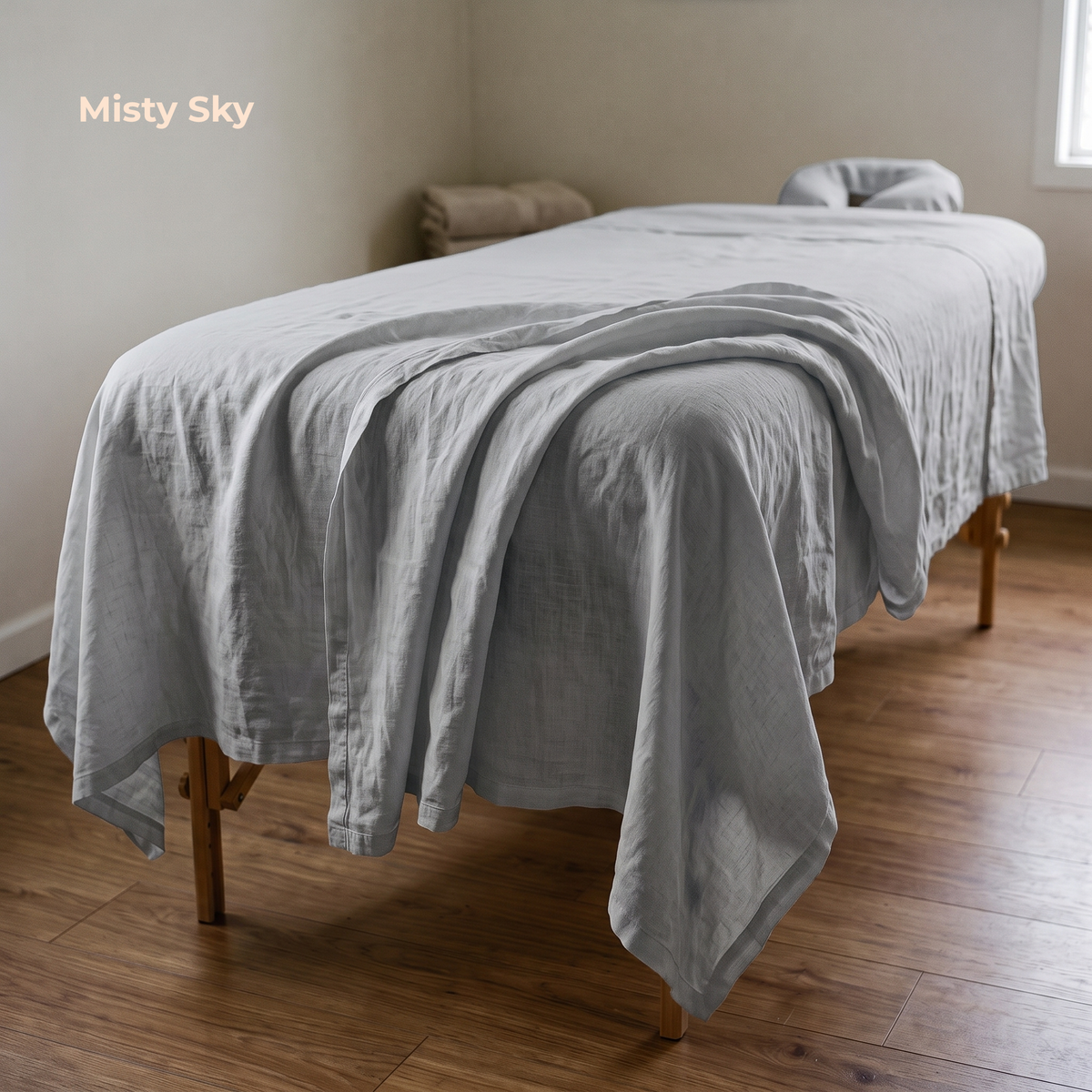 Massage Pure Linen Flat Sheet in Misty Sky – Slumber by OrganoLinen