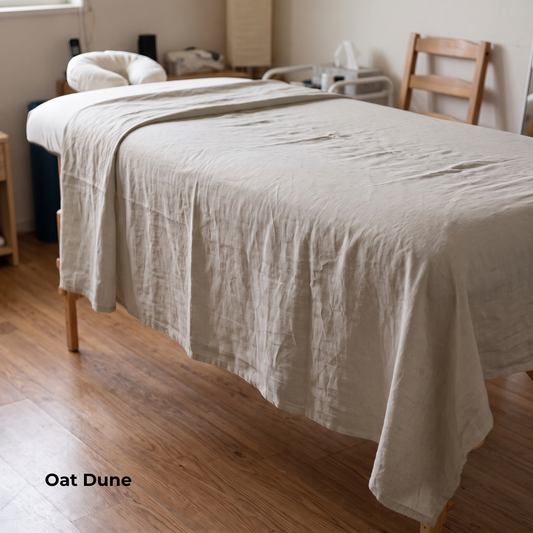 Massage Pure Linen Flat Sheet in Oat Dune – Slumber by OrganoLinen