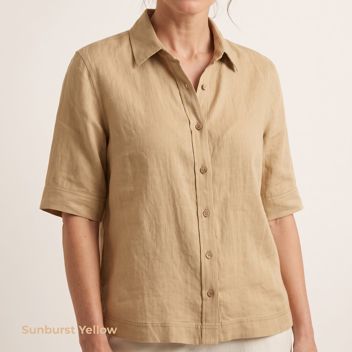 Women's Yellow Linen Shirt – Sunny by OrganoLinen