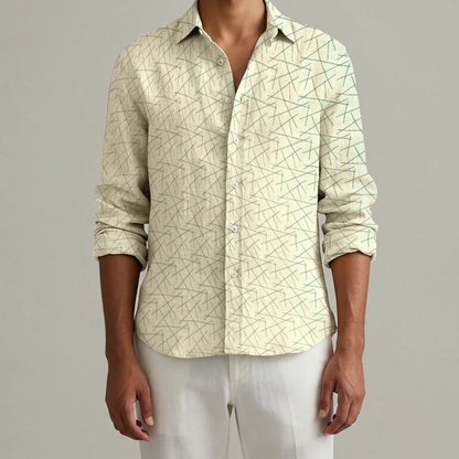 Men's Printed Linen Shirt in Honey Tangle – Sunstroke by OrganoLinen