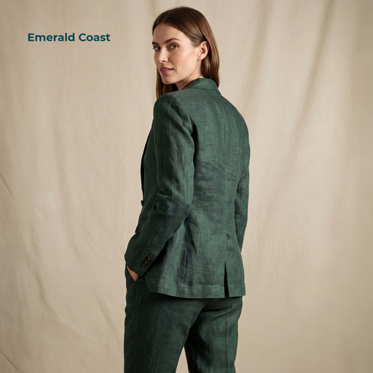 Women’s Unlined Linen Jacket in Emerald Coast – Tahoe by OrganoLinen
