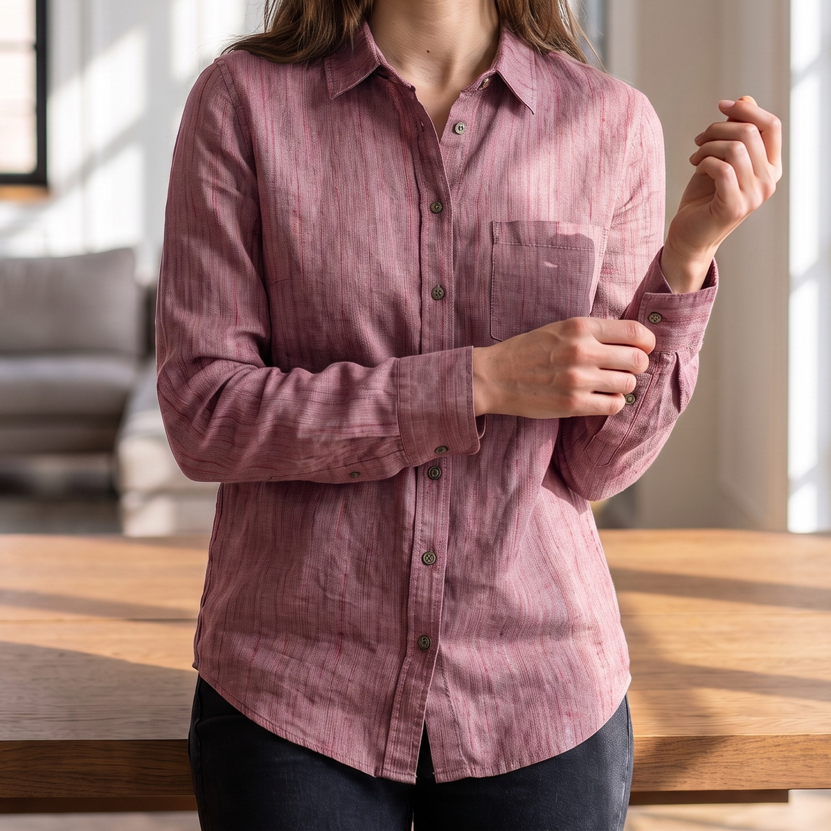 Women's Shirt in Heavy Linen in Berry Bramble – Willow by OrganoLinen
