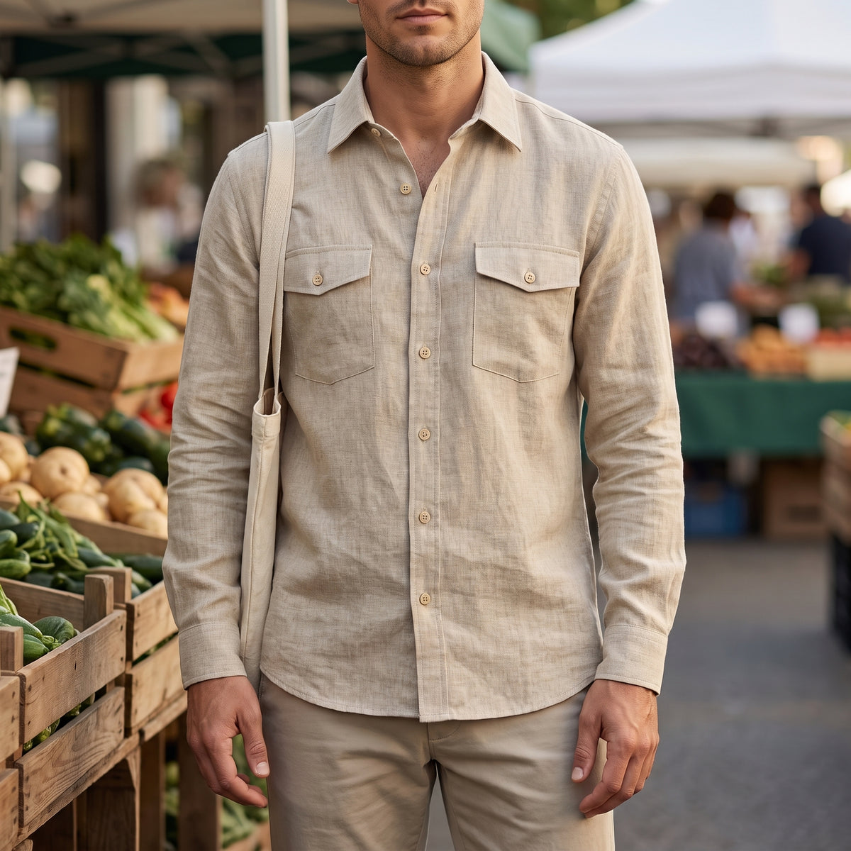 WILLOW Men's Long-Sleeve Heavy Linen Shirt